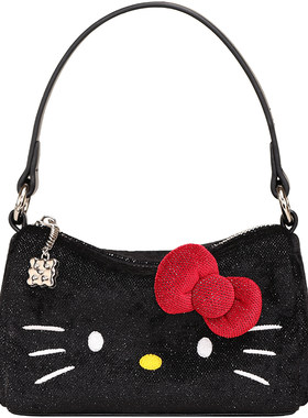 生日礼物TOUTOU黑皮hellokitty凯蒂猫百搭腋下包哈喽kt链条斜挎包