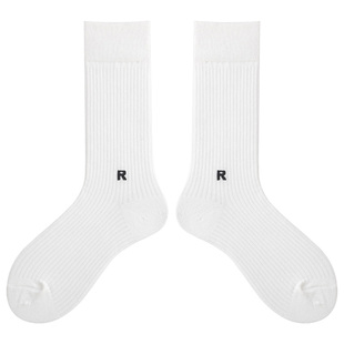 会起球的袜子 韩国网红款R字母中筒袜 女士夏季薄款长袜ins潮