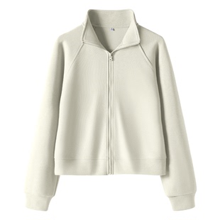 KYV真维斯灰绿色宽松立领卫衣外套女2026秋新款时尚休闲运动开衫