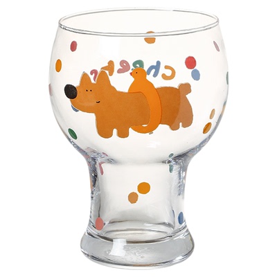 调皮小狗啤酒杯女生高颜值杯子家用可爱玻璃杯果汁牛奶杯饮料杯