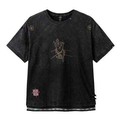 碧海潮生敦煌佛手短袖绣花t