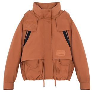 鸭鸭YAYA羽绒服女款冬季2025新款短款宽松连帽设计感户外三防外套