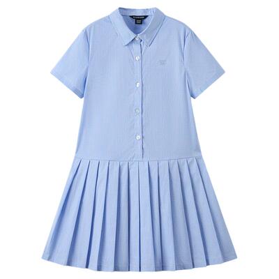 elandkids女童学院风格纹衬衫裙