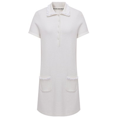 IIIVIVINIKO春季新款优雅重工钉珠Polo连衣裙女M511135653A