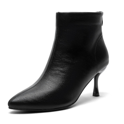 【软皮的】工鞋女黑色秋冬工装靴