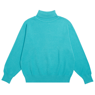 潮woo专属 纯色宽松落肩针织衫软软糯糯王霏霏同款高领毛衣本命年