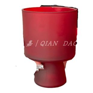 复古红甜筒杯磨砂质感玻璃杯氛围感咖啡杯酸奶杯酒杯果汁杯子摆件