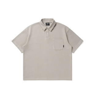 Vavu纯色基础POLO衫300G涤棉混纺翻领短袖日常通勤宽松打底T恤衫