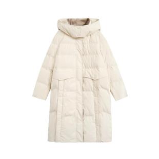 紫涵过膝立领连帽鸭绒羽绒服女冬季新款通勤保暖加厚长款羽绒外套