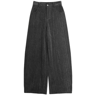 黑色雪尼尔阔腿裤女2025秋冬新款