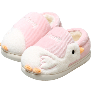 牧童儿童拖鞋加绒保暖宝宝室内家居鞋女童软底冬季男童卡通棉拖鞋