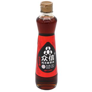 众信纯芝麻香油小磨香油低温冷榨火锅油碟凉拌炒菜拌面家用405ML
