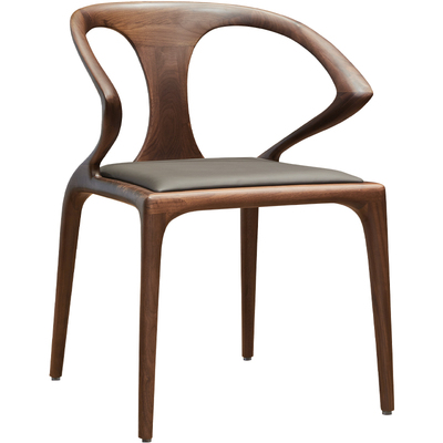 欣雅图北美黑胡桃木实木真皮餐椅