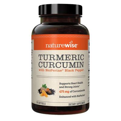 Naturewise液体姜黄素美国进口黑胡椒姜黄素关节熬夜姜黄软胶囊