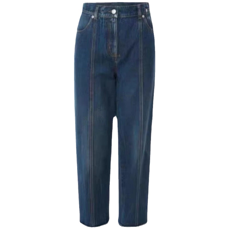 明星同款炸街气质设计凉感牛仔裤直筒高腰显瘦百搭休闲阔腿哈伦裤