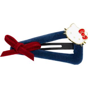 兰诺HelloKitty正版授权红色蝴蝶结丝绒发夹女2026新款高端侧边夹