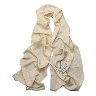 苏绣高贵桑蚕丝真丝花罗长款围巾披肩秋冬防晒空调手工双面绣丝巾