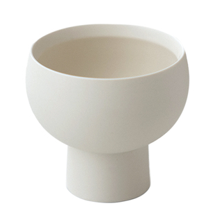 WENSHUO 奶油INS宽口高脚碗韩系哑光陶瓷饭碗甜品碗水果碗汤碗