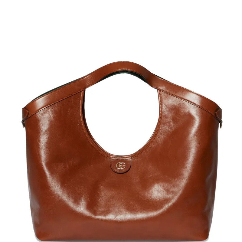 GUCCI 古驰女士giglio棕色大号真皮腋下包 26早春新款 意大利代购