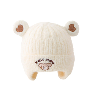 婴儿帽子男宝宝秋冬季护耳针织毛线帽女宝宝冬款婴幼儿冬天防风帽