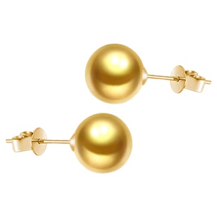 LAPRAFANY/莱铂芬吉尔德南洋赤金珠简单耳钉天然金珠18K海水珍珠