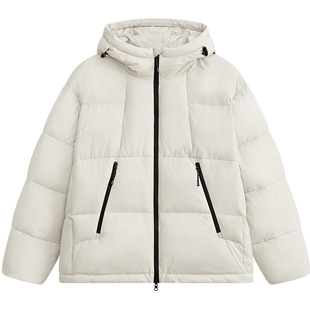 MODE COMMUTER | MC高密尼龙混纺微皱哑光柔糯轻盈连帽短款羽绒服