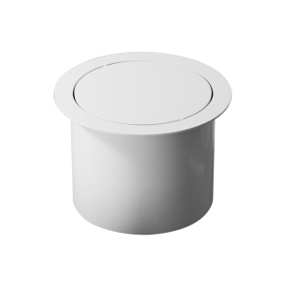 厨房嵌入式白色不锈钢垃圾桶盖子洗手间台面圆形摇盖翻盖清洁桶