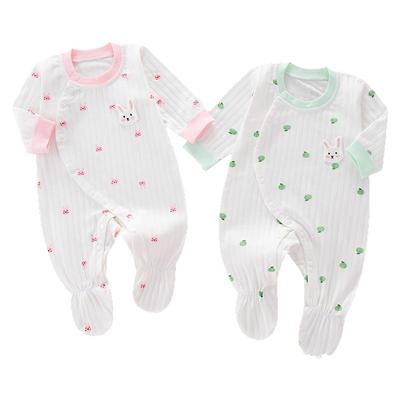 新生婴儿包脚连体衣纯棉秋衣睡衣