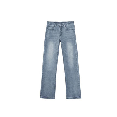 经典蓝色vujade牛仔裤男春秋美式cleanfit裤子修身弹力直筒长裤男