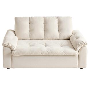 全友家居奶油风可拆洗雪尼尔沙发客厅卧室小户型折叠两用沙发床