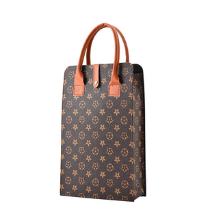 红酒礼盒包装空盒葡萄酒双支装礼盒折叠手提袋皮质红酒包装盒通用