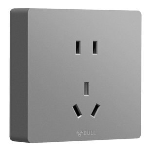 公牛明装插座家用五孔明装插座超薄一开五孔明装插座墙壁插座灰色