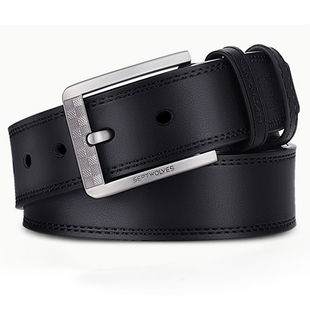 正品七匹狼皮带男士真皮打孔针扣带孔腰带青年人爸爸扣眼裤带新品