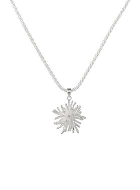 精致独特银白色烟花吊坠项链颈链