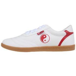 红棉太极鞋牛筋底武术鞋女透气帆布牛皮拼接练功鞋男太极拳运动鞋