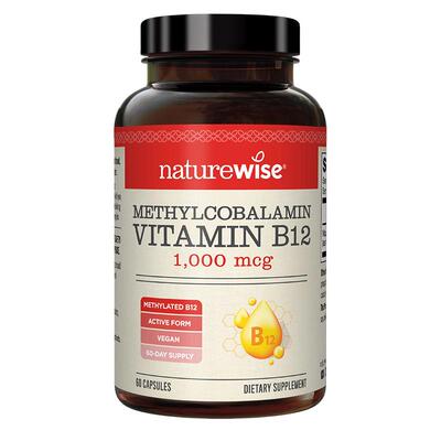 Naturewise甲钴胺1000mcg甲基化B12青少年活性维生素B12胶囊60粒