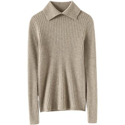 明星同款翻领针织羊绒衫