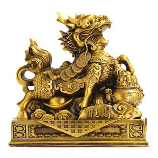 铜麒麟摆件一对公母火麒麟送子解决八卦镇宅卧室客厅阳台入户门口