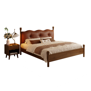 政府补贴蓝色理想法式复古风实木床现代简约1.8米双人主卧软包床