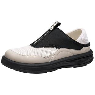 骆驼男鞋一脚蹬2026春轻便免系透气网面鞋舒适男士软底爸爸休闲鞋