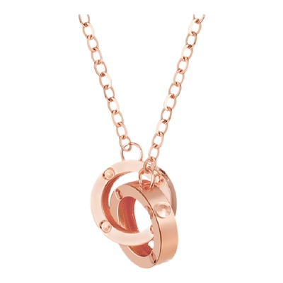 18k金双环项链送女友礼物