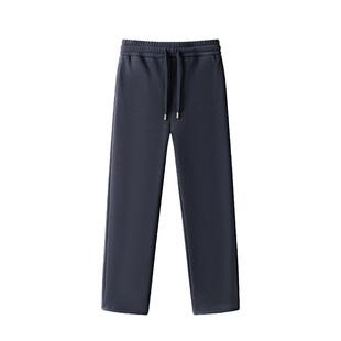 鸭鸭羊毛蚕丝保暖卫裤2025秋季新款男士系带松紧宽松百搭休闲裤Y