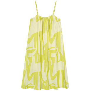 落落狷介夏季吊带连衣裙女2025年新款纯棉宽松印花吊带裙无袖长裙