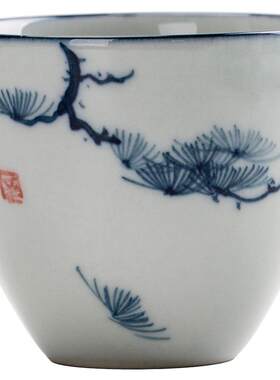 饮致手绘青花品茗杯陶瓷功夫茶具
