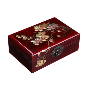 古风木质首饰盒妆奁复古三金盒饰品盒推光漆器平遥中国风结婚礼物
