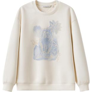 播商场同款灰色慵懒卫衣女25春季新款宽松圆领上衣女BDS1VD1569