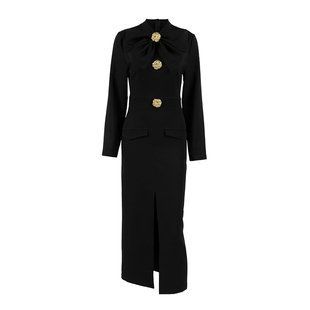 Elegant Dress欧美女士连衣裙长袖修身优雅长裙开叉时尚