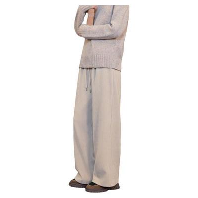 紫涵丝绒直筒阔腿裤女冬季新款垂感简约百搭宽松高腰显瘦休闲裤子