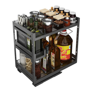 橱柜拉篮抽屉式改造嵌入式调味拉篮太空铝内置收纳隐藏式底装阻尼