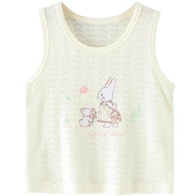 月牙子夏季莫代尔网眼提花背心